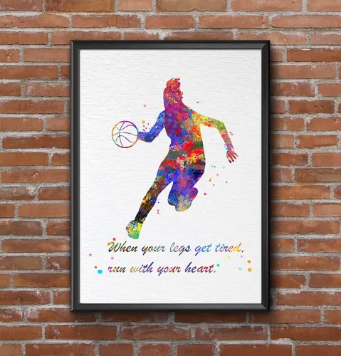 Vista 8 de Dignovel Studios Póster de baloncesto de 8 x 10 pulgadas sin marco para niña, cuando tus piernas se cansan, póster motivacional en acuarela