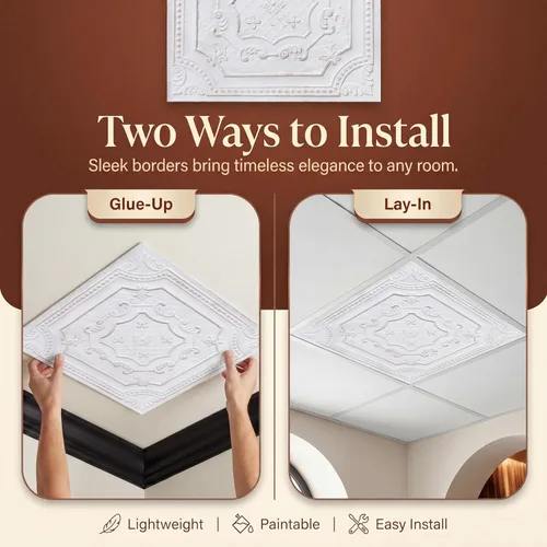 Vista 5 de DCT04 Elizabelthan Shield - Azulejo de techo de PVC de 2 x 2 pies (cubiertas / 200 pies cuadrados), gris pardo antiguo, 50 piezas Antique taupe