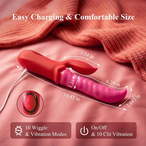 Vista 6 de Vibrador de juguetes sexuales para adultos, consolador – Vibrador de ondulación profunda y placer prolongado con acción de lengua lamiendo, con 10