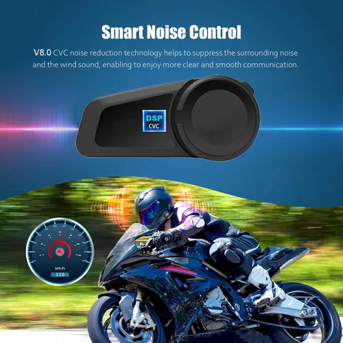 Vista 5 de QSPORTPEAK M2 - Intercomunicador de auriculares Bluetooth para casco de motocicleta, dúplex completo, inalámbrico para 6 conductores/alcance 3,280.8