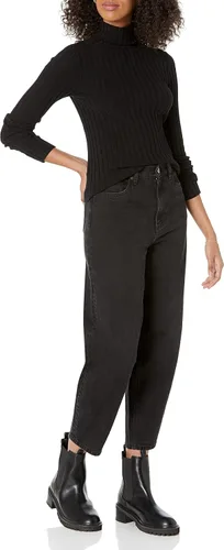 Vista 4 de The Drop Amy - Suéter acanalado de cuello alto ajustado para mujer