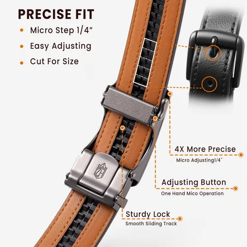 Vista 5 de Zitahli Cinturón para hombre, paquete de 2 unidades, diseño de cinturón de cuero para trabajo, negocios y pantalones de golf casuales, accesorios