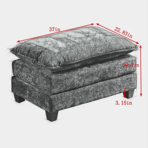 Vista 2 de Tufted Regular Ottoman for Sofa,Accent Chenille Fabric Footstool, Single Footrest Stool for Living Room (Beige)