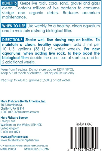 Vista 2 de API Marine Stress Zyme Solución de limpieza para acuarios de agua salada, botella de 16 onzas