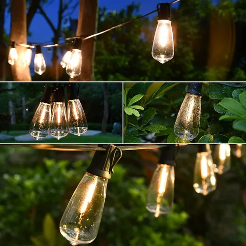 Vista 6 de ST38 - Tira de luces para exteriores, 50 pies, resistente para patio, con 26 bombillas LED regulables de plástico inastillables, ST38 de 0.6 W