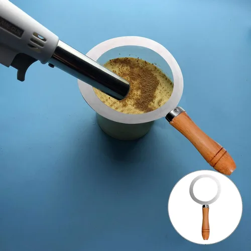 Vista 2 de DOITOOL Anillo de taza de té con leche de acero inoxidable, cubierta protectora con mango de 8.46 pulgadas, resistente al calor, para cafetería