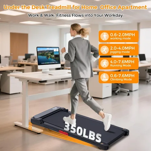 Vista 11 de KASSADIN Electric Walking Pad Treadmill with Handle Bar Incline for Home, Portable Walking Pad Treadmill with Handles for Home Small, 3.0HP Mini