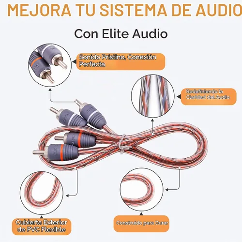 Vista 4 de Elite Audio EA-RCA1.5 Cable RCA estándar de 2 Ch - Par de cables trenzados macho a macho de 1.5 pies con reducción de ruido