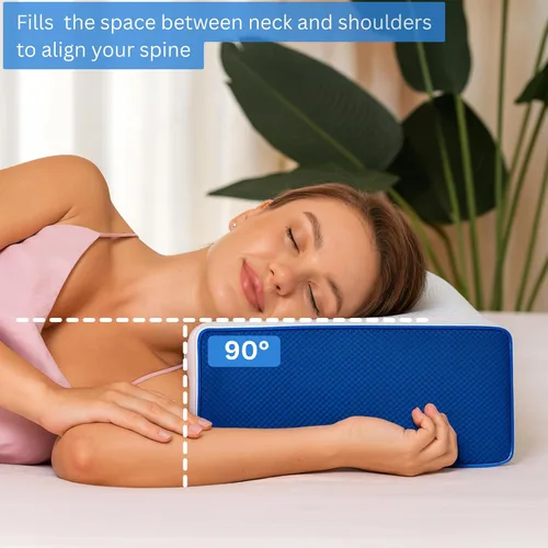 Vista 2 de Almohada cúbica para personas que duermen de lado, altura ajustable de 4 a 5 pulgadas, espuma viscoelástica refrescante, almohada cervical