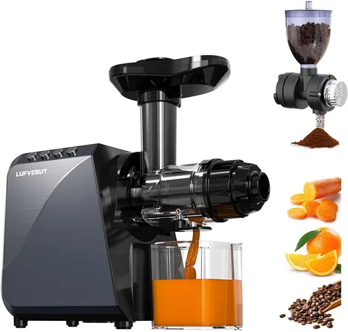 Vista 12 de Exprimidor de prensa en frío para naranja de apio, zanahoria, frutas y verduras, 250 W, máquina exprimidora lenta sin BPA, función inversa, fácil