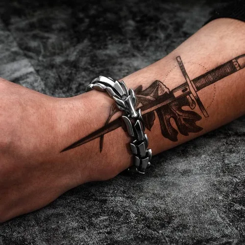 Vista 5 de WFYOU Viking - Pulsera punk vintage para hombre, acero inoxidable, cadena de eslabones de dragón, joyería de moda, cultura callejera hippop