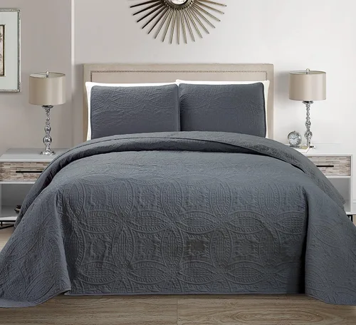 Vista 3 de Fancy Collection Solid # Austin - Juego de colcha, cubrecama, estampado en relieve.