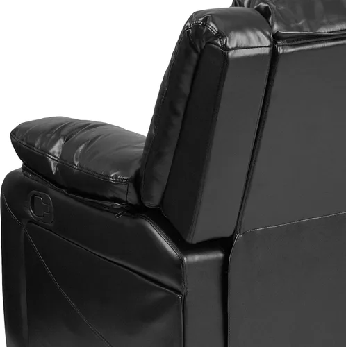 Vista 9 de EMMA + OLIVER Sofá biplaza LeatherSoft negro con dos reclinables incorporados Cuero negro