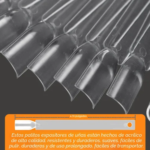 Vista 5 de 50 barras de muestra de uñas con anillo y puntas numeradas, pantalla transparente en forma de abanico para práctica de esmalte de uñas