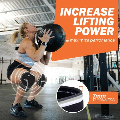 Vista 3 de Rodilleras ProFitness para levantamiento de pesas para hombres y mujeres - Rodillera de neopreno premium de 7 mm para levantamiento de pesas