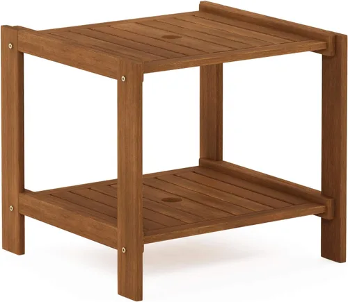 Vista 11 de Furinno FG16504 Tioman - Mesa de café de patio de madera dura al aire libre con aceite de teca, 1 nivel, marrón