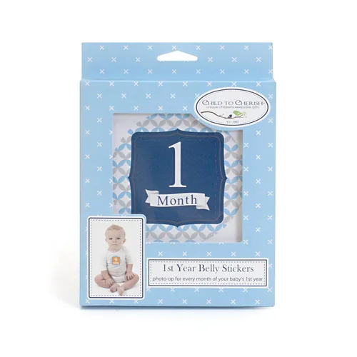 Vista 2 de New Child to Cherish Baby - Calcomanías para hitos mensuales, color azul