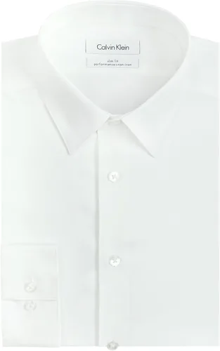 Vista 3 de Calvin Klein Men's Dress Shirt Slim Fit Non-iron Herringbone
