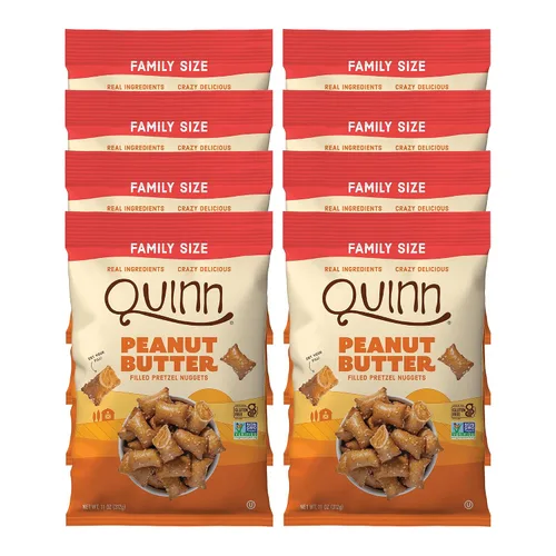 Vista 12 de Quinn Nuggets cremosos de pretzel rellenos de mantequilla de maní, hechos con ingredientes reales, sorgo de grano entero, sal marina, vegano, sin