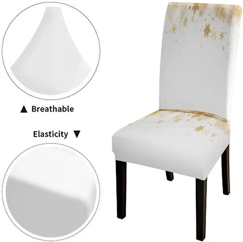 Vista 123 de CAPSCEOLL Christmas Dining Chair Covers,Snowflakes Festive Winter Pattern Stretch Chair Covers for Dining Room Set of 2 Washable Spandex Parson