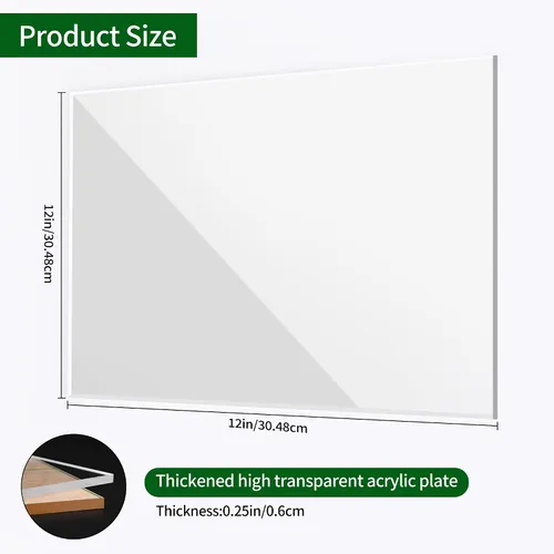 Vista 2 de Hojas acrílicas de 12 x 12 pulgadas de grosor de 0.236 in, paquete de 2 hojas de plexiglás transparentes, para letreros, manualidades, pintura