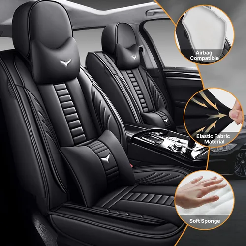 Vista 2 de Fundas de asiento de automóvil de lujo de 2 asientos para Jeep 1999-2025 95% modelos, diseño de bolsa de almacenamiento trasera, almohada Línea