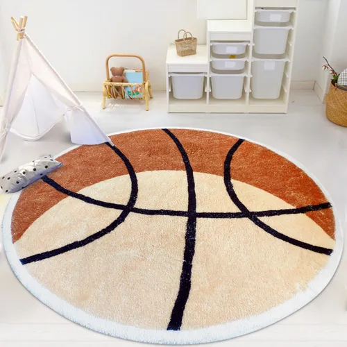 Vista 6 de Poowe Alfombra redonda para sala de juegos para niños, alfombra suave del alfabeto para dormitorio, colección de juegos, alfombra de aprendizaje