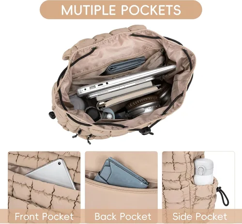 Vista 3 de CLUCI Mochila acolchada acolchada para mujer, mochila ligera e informal para viajes