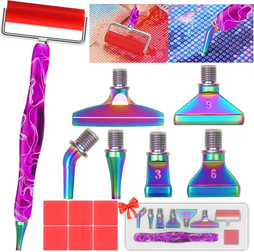 Vista 11 de Heyseri Juego de 14 piezas de herramientas y accesorios para bolígrafo de pintura de diamantes, exquisitas puntas de bolígrafo de metal de acero