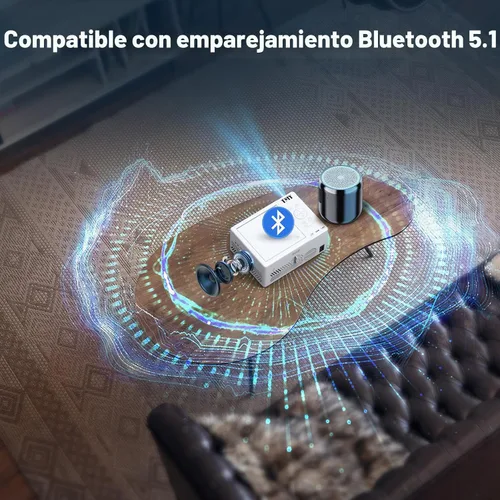 Vista 4 de TMY Proyector Bluetooth con reproductor de DVD integrado, mini proyector de 1080P, proyector de DVD portátil para películas al aire libre