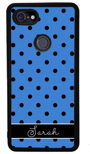 Vista 4 de Blue Black White Polka Dot Personalized Black Rubber Phone Case Compatible With Google Pixel 10, 10 Pro, 10 Pro XL, 9a, 9 Pro, Pixel 9, Pixel 9 Pro