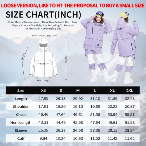 Vista 6 de HIGH EXPERIENCE Chaqueta de esquí para snowboard, nieve, invierno, impermeable, aislada, resistente al viento, chaqueta cálida con capucha