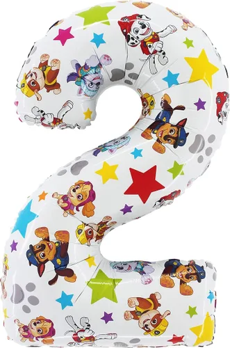 Vista 2 de Toyland® Globo de papel de aluminio con el número de la Patrulla Canina de 26 pulgadas, globos de fiesta para niños, número 1-6 disponible (número 1)