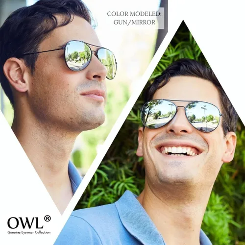 Vista 16 de OWL Paquete de 12 lentes de sol de aviador a granel de metal dorado, plateado, marco negro para hombres y mujeres, gafas de fiesta