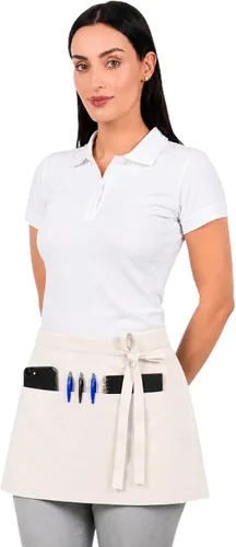 Vista 29 de Delantal de cocina de algodón resistente a las gotas de agua con delantales ajustables para mujer con bolsillos 8 opciones de color para cocinar