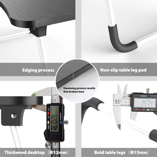 Vista 7 de Elekin - Mesa de cama plegable para computadora portátil, con cajón de almacenamiento/soporte para tazas, escritorio plegable multifunción
