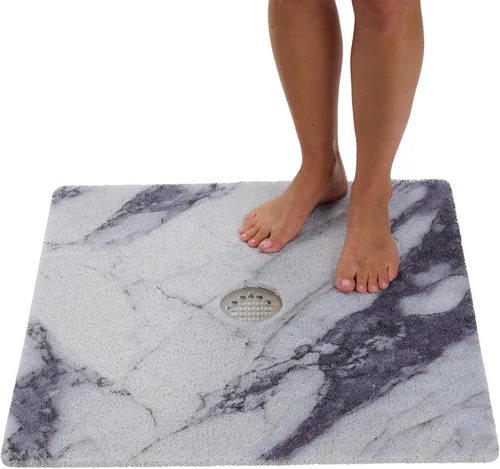 Vista 91 de Enkosi Alfombra de ducha antideslizante Loofah para suelos de ducha, bañera, baños, zonas húmedas, alfombrilla de baño acolchada con agujeros