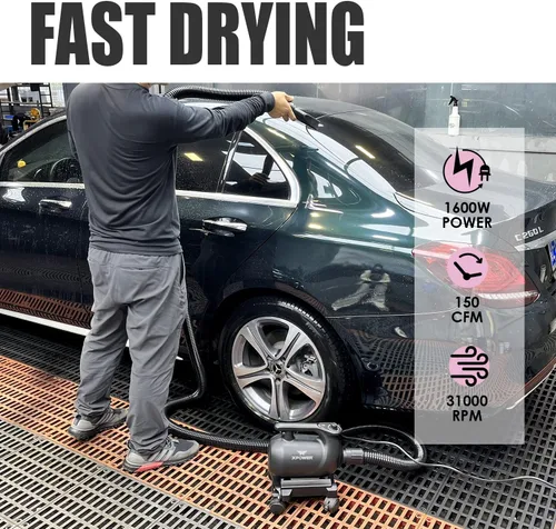 Vista 5 de XPOWER A-12 Ventilador profesional para secadora de coche con 2 ajustes de calor y base móvil con ruedas giratorias A-12
