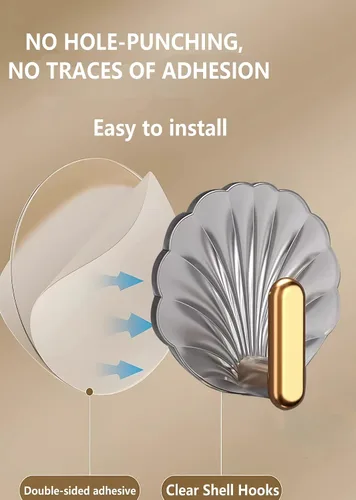 Vista 4 de Ganchos adhesivos, ganchos transparentes autoadhesivos para toallas, 4 piezas, ganchos de pared impermeables, ganchos multifuncionales para baño