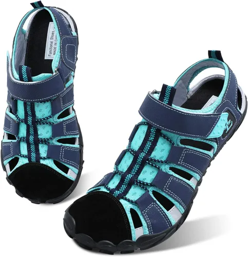 Vista 3 de JIASUQI Sandalias de verano para playa, piscina, playa, atletismo, senderismo, agua, para mujeres y hombres, color azul, 11.5 mujeres10.5 hombres