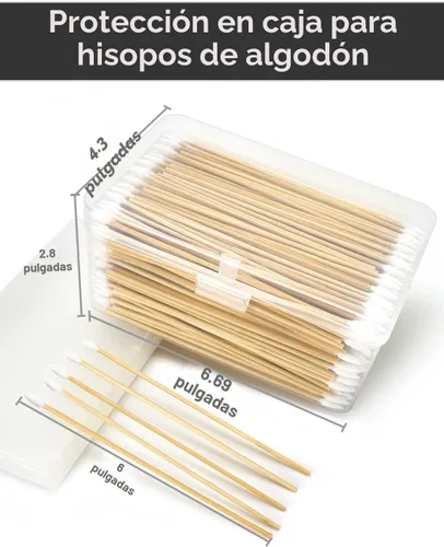 Vista 6 de 1000/500/400/200 PIEZAS Hisopos de Algodón de 6" - Hisopos de Algodón Resistentes Sin Pelusa con Mango de Bambú - Hisopo de Algodón Largo para 500