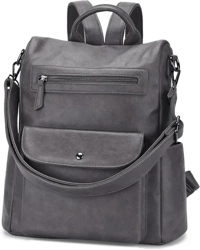 Vista 11 de VONXURY - Mochila para mujer, bolso de hombro de viaje de piel sintética antirrobo para mujer, bolso grande