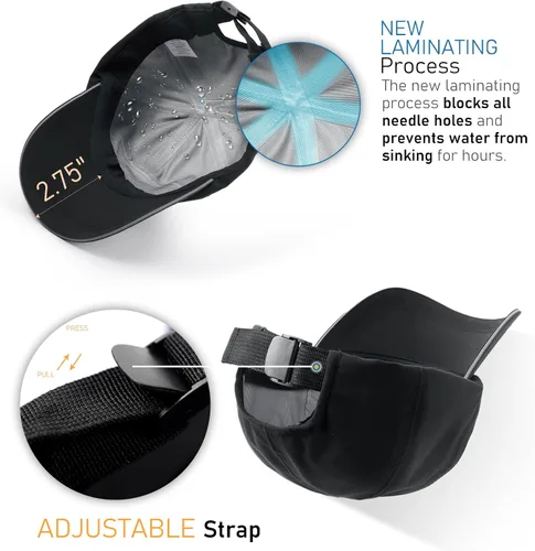 Vista 4 de Gorra de béisbol de golf impermeable para hombre, resistente al viento, transpirable, UPF50+, gorras para exteriores, gorra deportiva ajustable