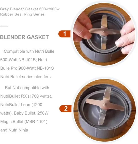 Vista 4 de Anillo de sello de goma de repuesto de 600 W y 900 W para accesorios Nutribullet Blender Series (4/pack)