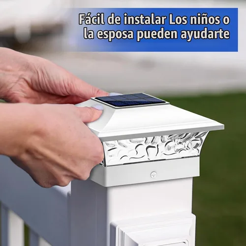 Vista 4 de VOLISUN - Faroles solares para postes de 4x4/6x6, para cercas de madera/vinilo, para patio/jardín, blanco cálido con 2 modos de iluminación