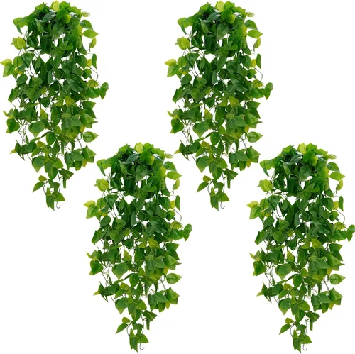 Vista 28 de BLEUM CADE Plantas colgantes falsas, 2pcs plantas colgantes artificiales en maceta, enredaderas de mandala falsas, plantas colgantes vegetación