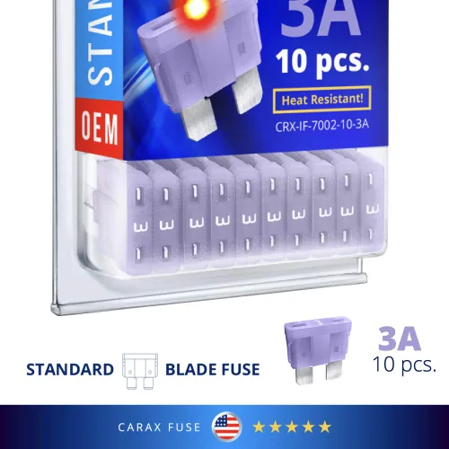 Vista 3 de CARAX Fusible incandescente – Fusible Premium estándar/hoja regular ATC/ATO/ATS – Kit 3A 10 piezas – Fusible automotriz LED brillante al soplar