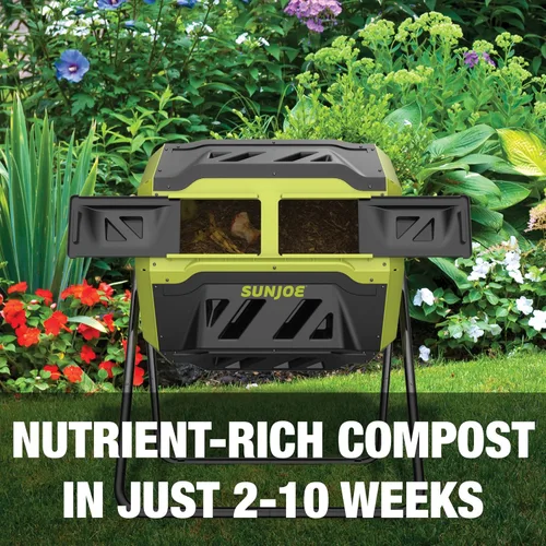 Vista 6 de Sun Joe SJ-CMPS1 - Contenedor de compostador con cámara doble de 360 grados, 42 galones Vaso giratorio de compost, de 2 a 10 semanas