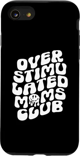 Vista 13 de Funda para iPhone 15 Groovy Sobreestimulated Moms Club Divertida y Moderna