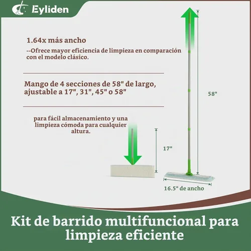 Vista 8 de Eyliden Trapeador grande de 16.5 pulgadas, 3 tipos de 22 paños desechables Verde